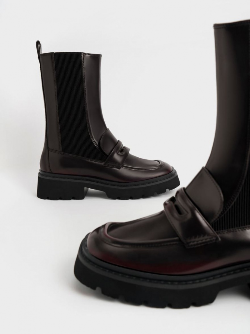 Chelsea Boots Charles And Keith Penny Loafer μπορντο | 32765-KLUY