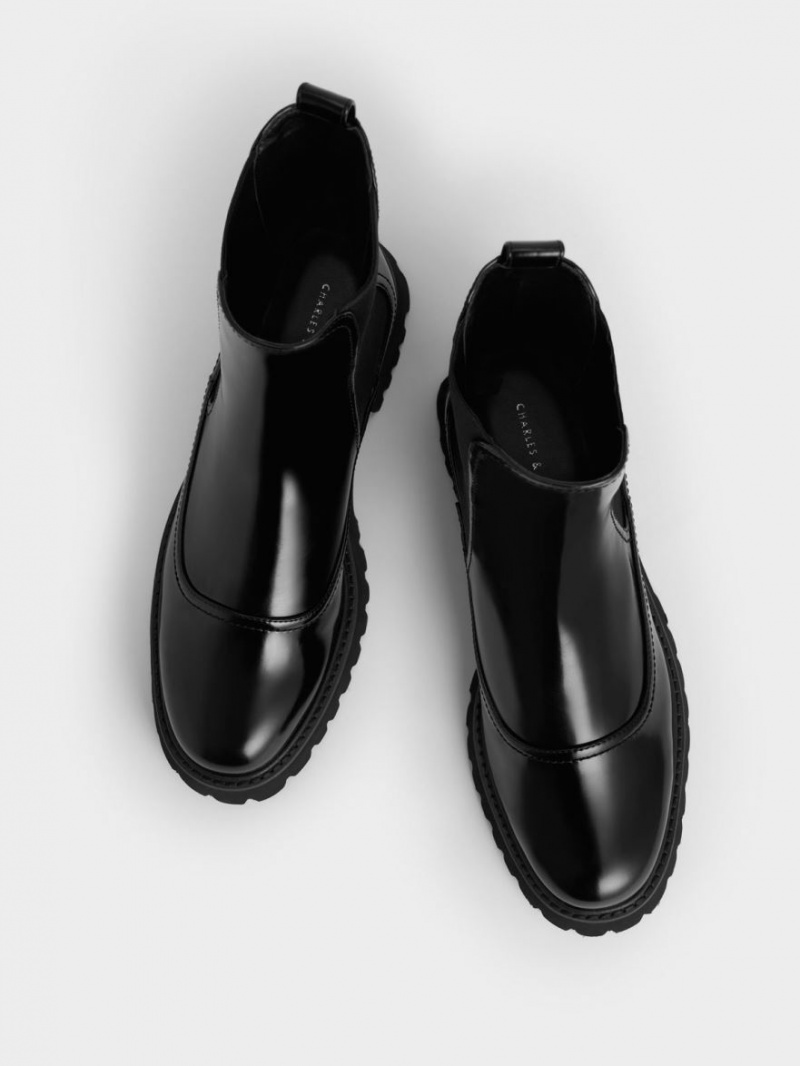 Chelsea Boots Charles And Keith Ridged-Sole μαυρα | 08271-KQTD
