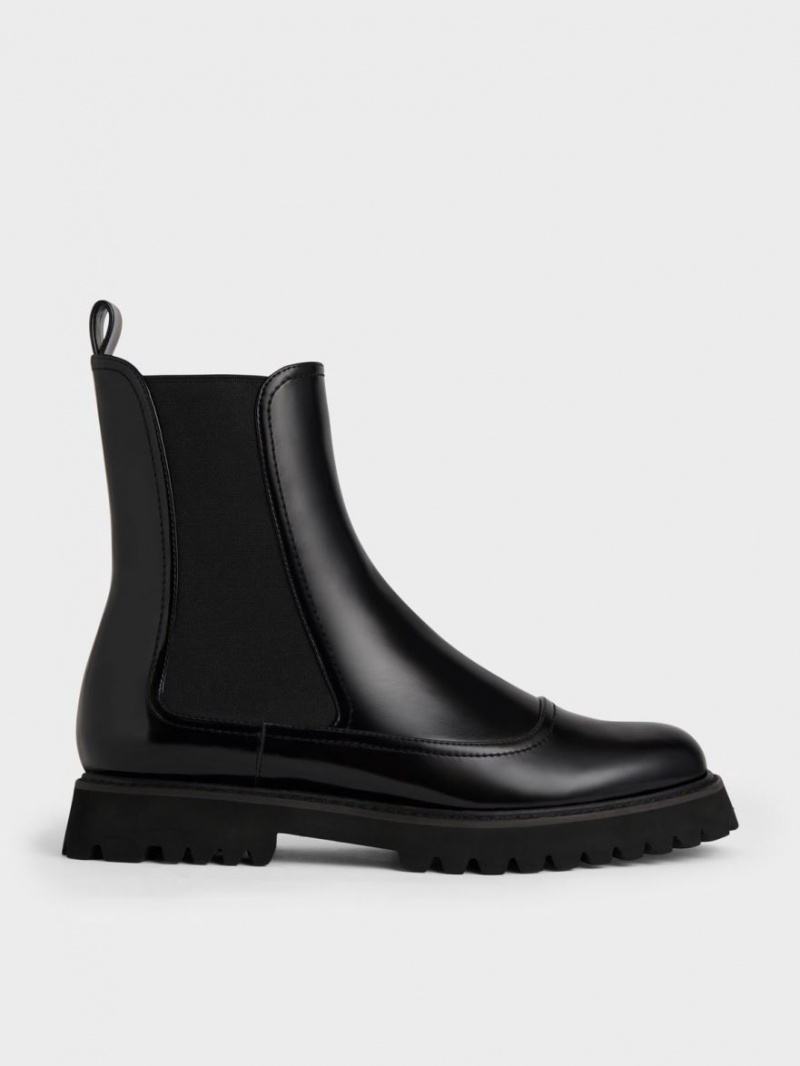 Chelsea Boots Charles And Keith Ridged-Sole μαυρα | 08271-KQTD