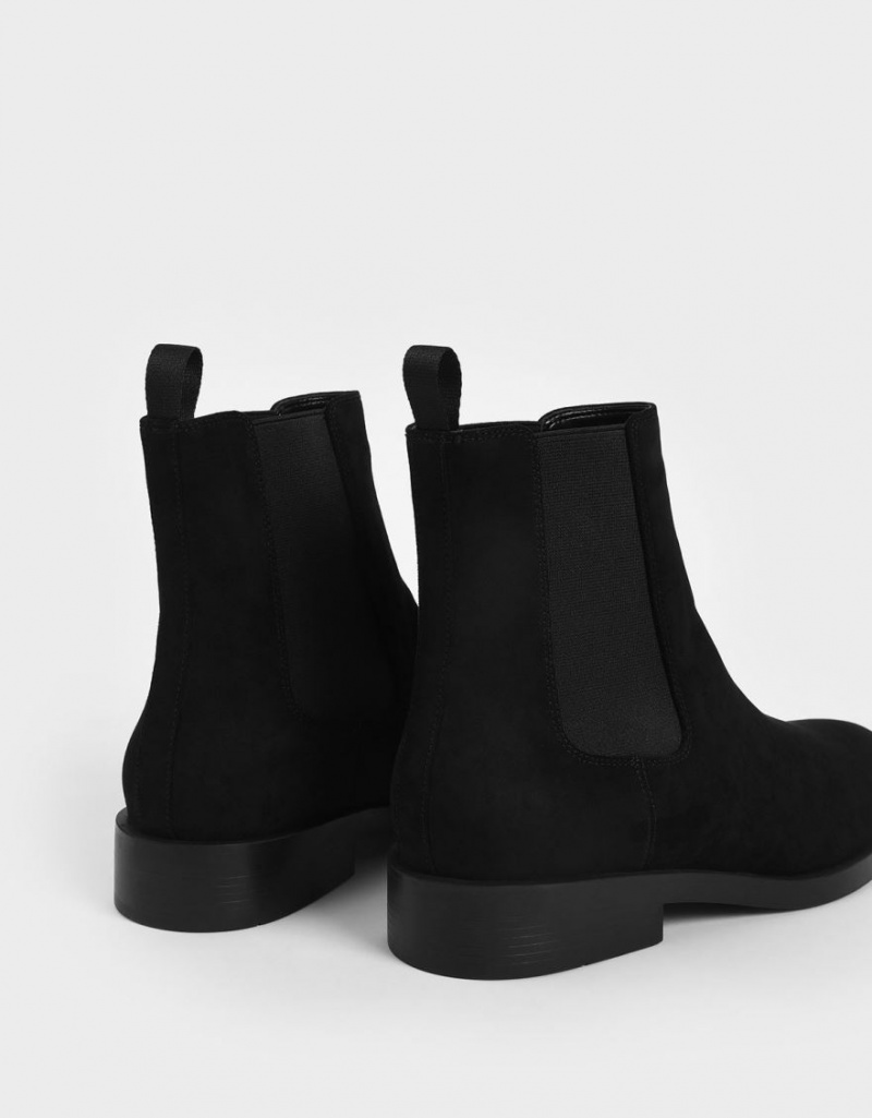 Chelsea Boots Charles And Keith Textured Round toe μαυρα | 31047-WCGD