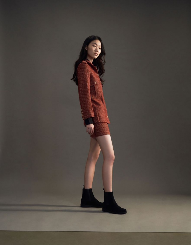 Chelsea Boots Charles And Keith Textured Round toe μαυρα | 31047-WCGD
