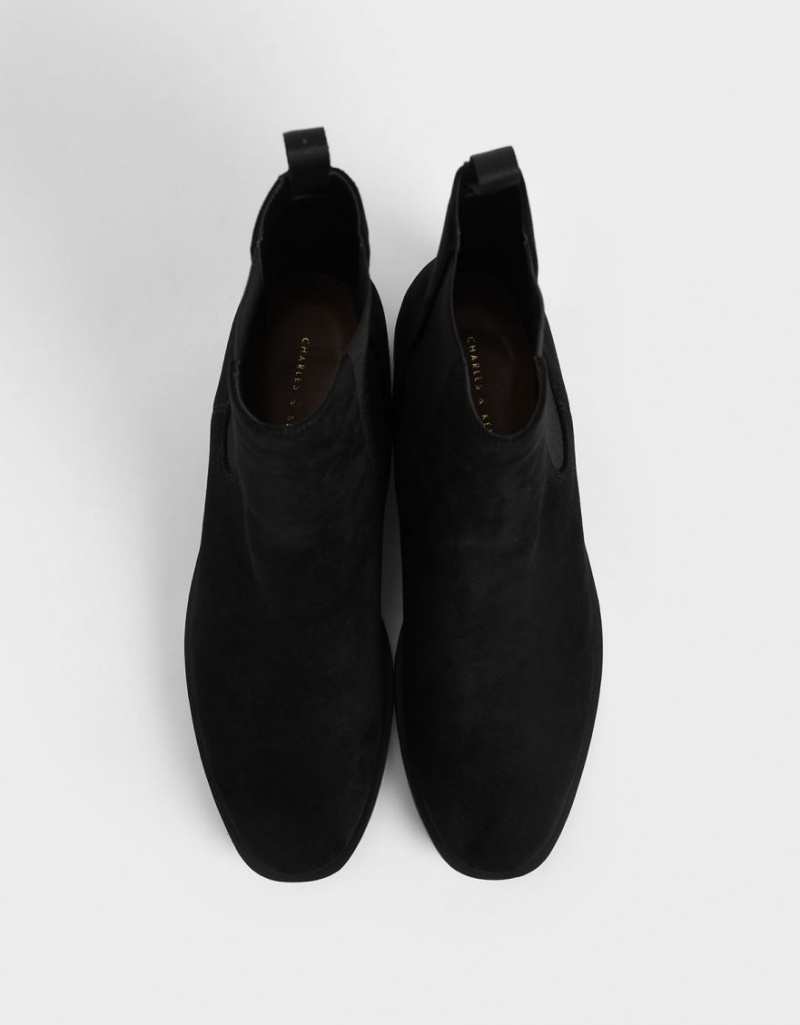Chelsea Boots Charles And Keith Textured Round toe μαυρα | 31047-WCGD