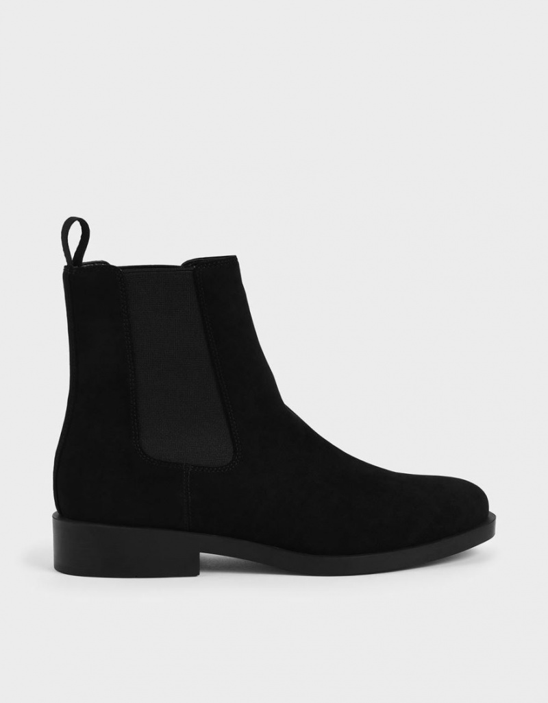 Chelsea Boots Charles And Keith Textured Round toe μαυρα | 31047-WCGD
