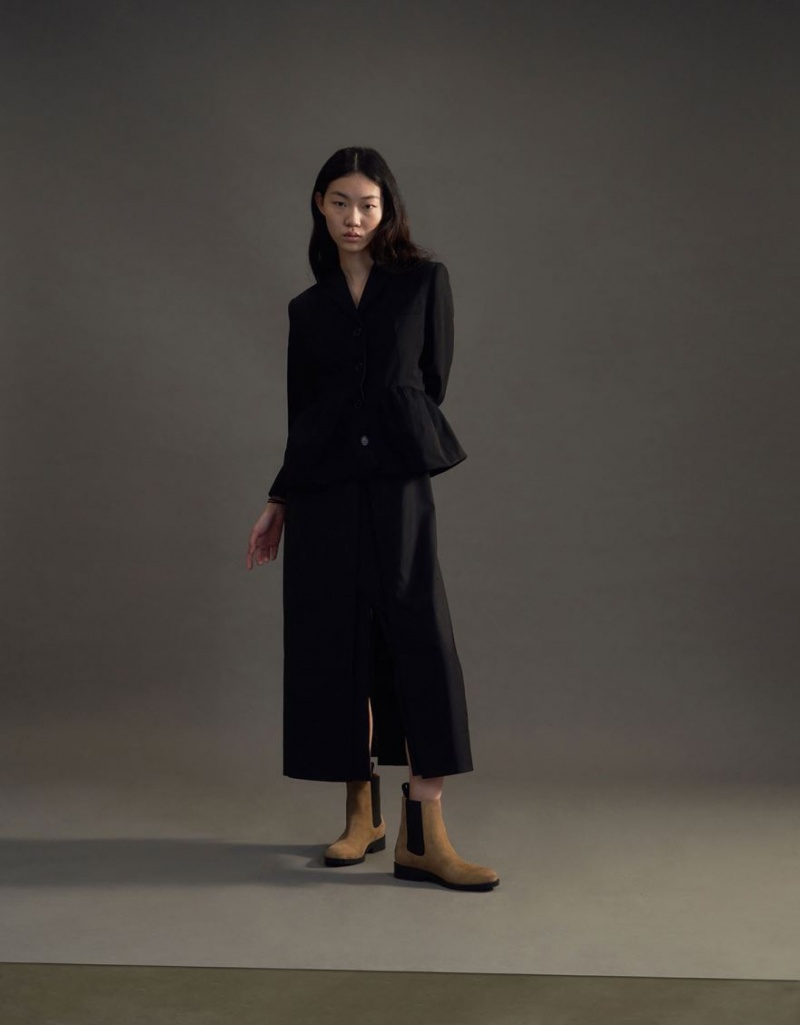 Chelsea Boots Charles And Keith Textured Round toe καφε | 76904-YKJW