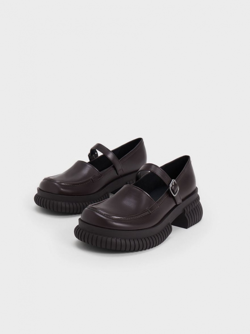 Loafers Charles And Keith Buckled Mary Jane σκούρο καφε | 24910-SVWR