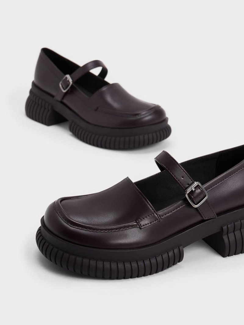 Loafers Charles And Keith Buckled Mary Jane σκούρο καφε | 24910-SVWR