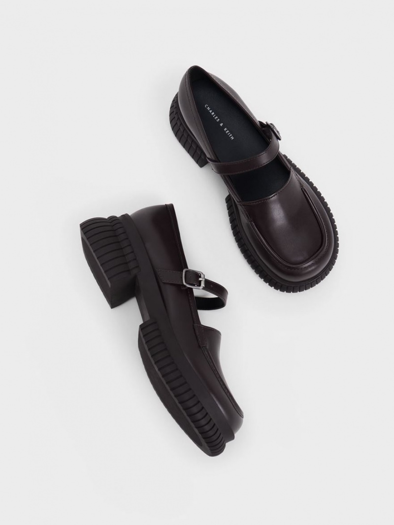 Loafers Charles And Keith Buckled Mary Jane σκούρο καφε | 24910-SVWR