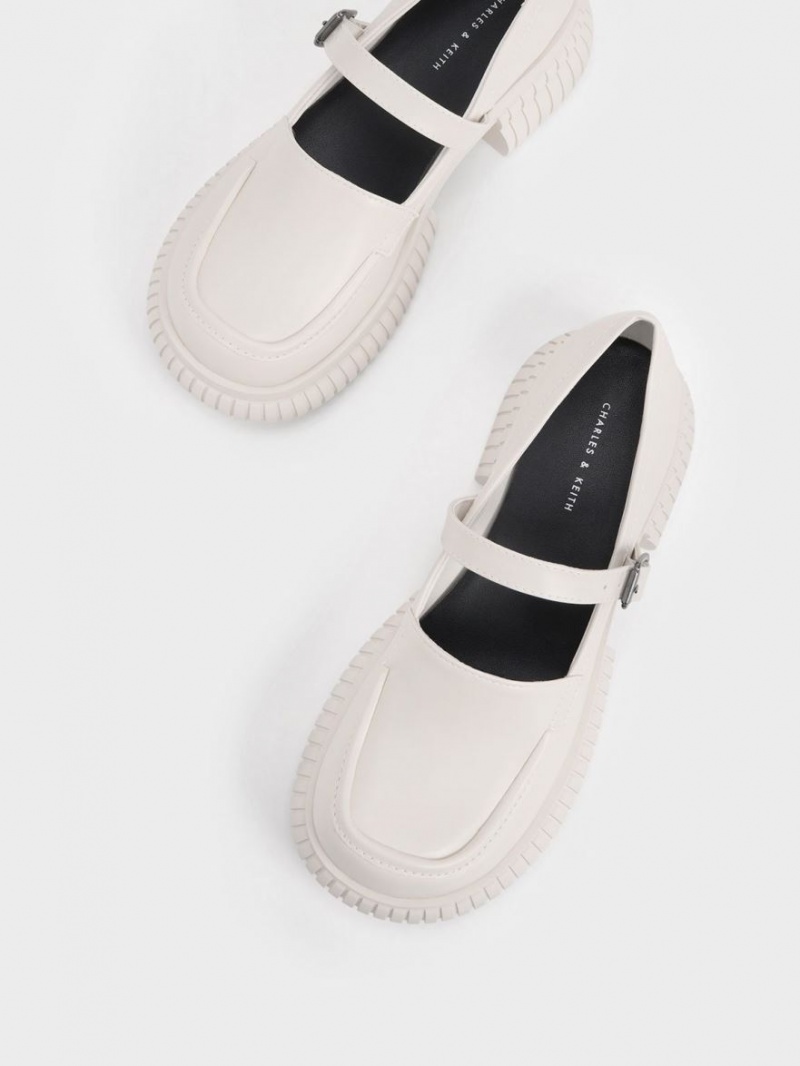 Loafers Charles And Keith Buckled Mary Jane ασπρα | 60582-UKXT