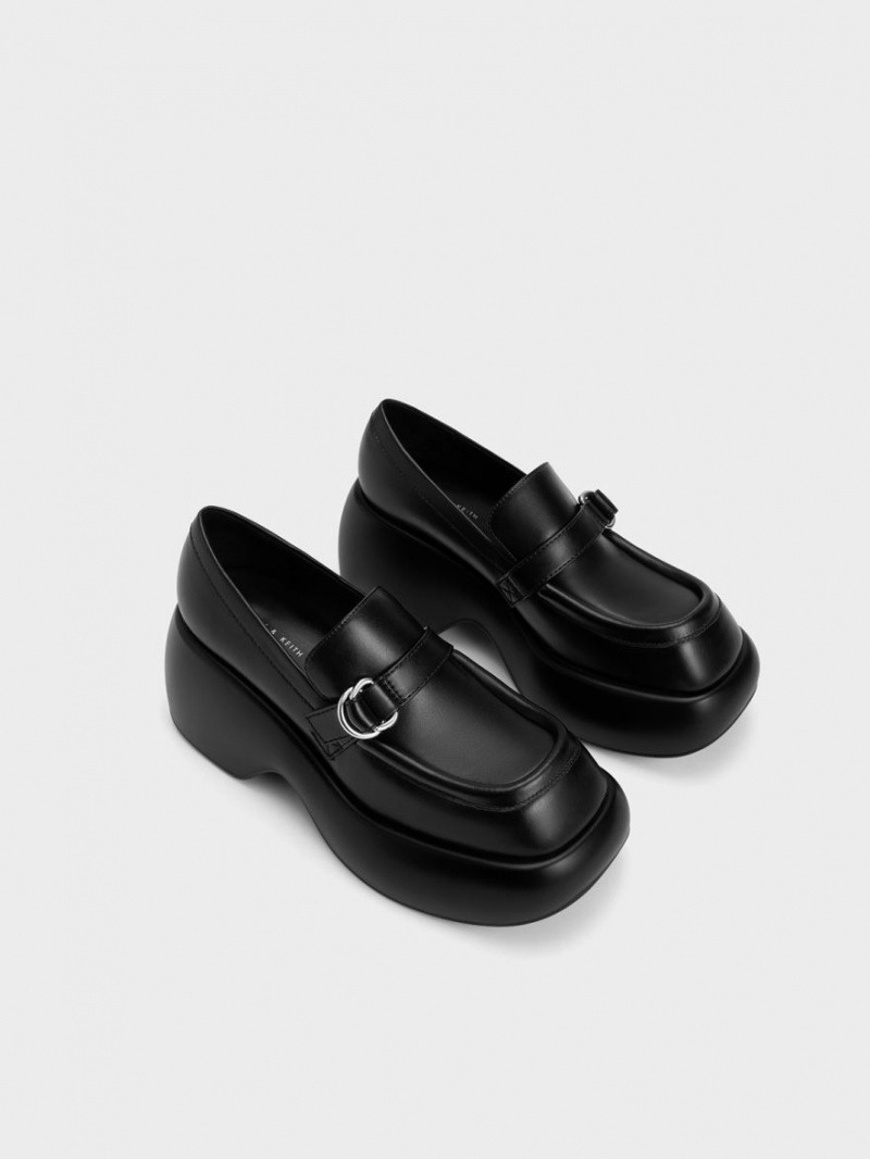 Loafers Charles And Keith Buckled flatforms Penny μαυρα | 94863-JTZE