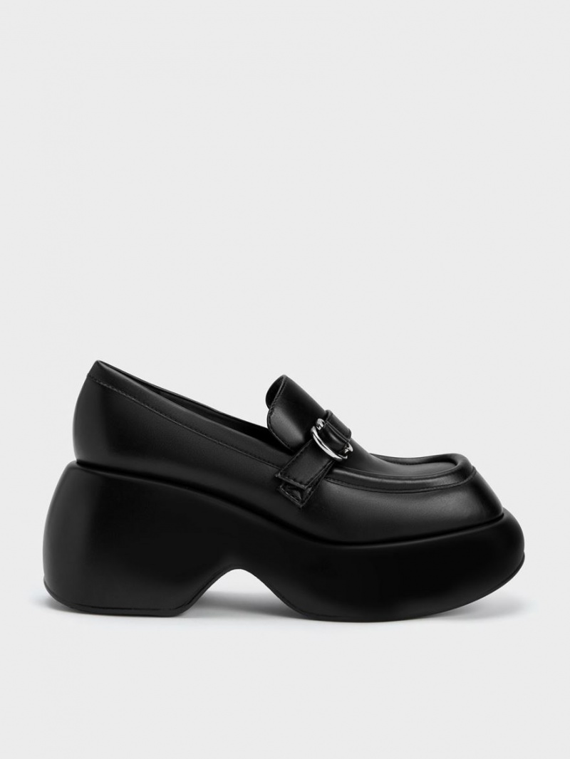 Loafers Charles And Keith Buckled flatforms Penny μαυρα | 94863-JTZE