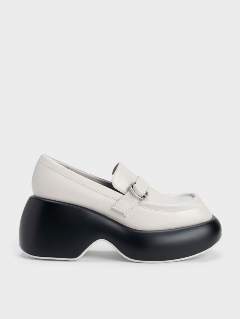 Loafers Charles And Keith Buckled flatforms Penny ασπρα | 72914-UKRV