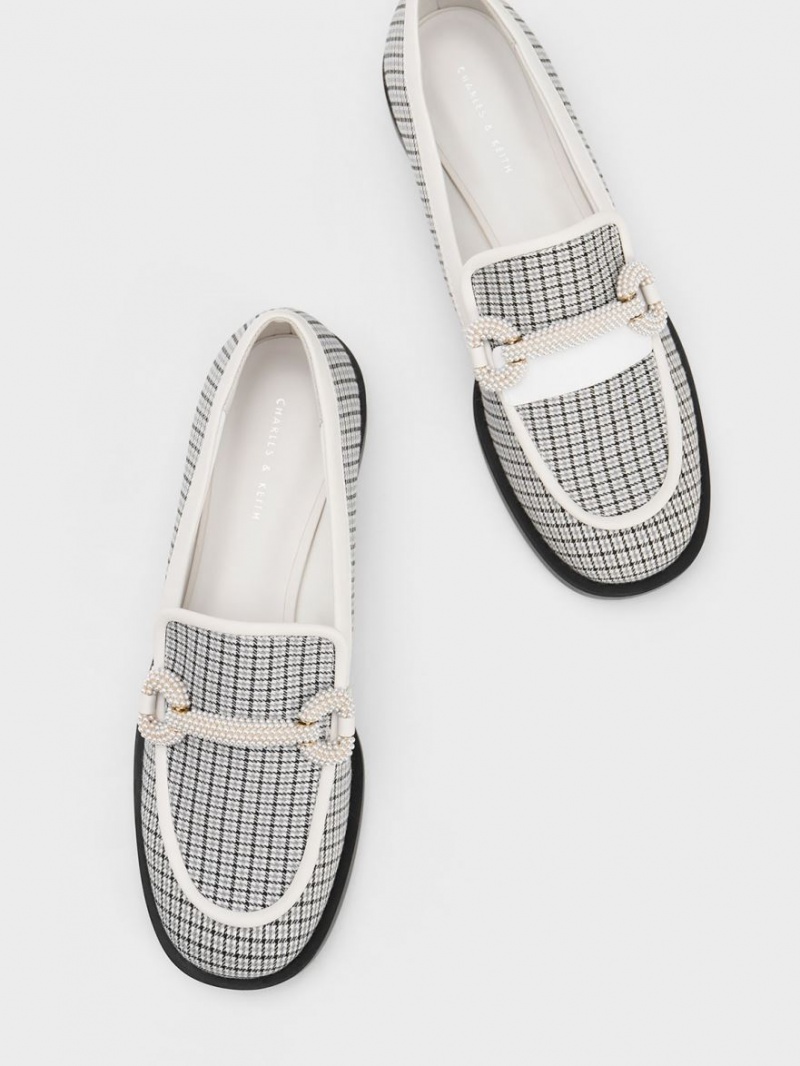 Loafers Charles And Keith Checkered Beaded λουρακια γκρι | 79284-IVRG