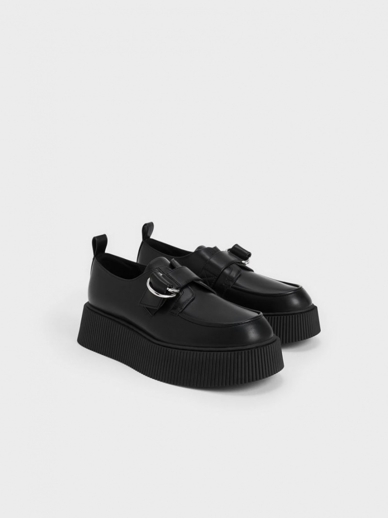 Loafers Charles And Keith Cordova Buckled flatforms μαυρα | 78305-FTYR