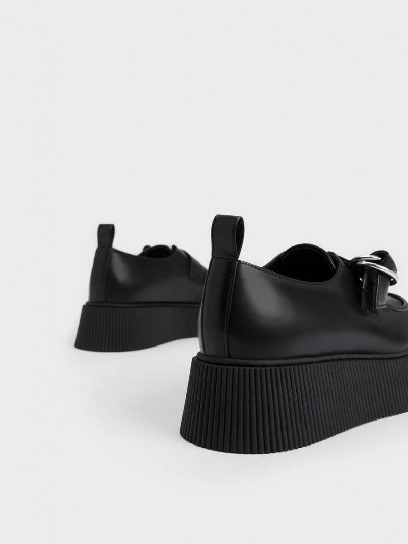 Loafers Charles And Keith Cordova Buckled flatforms μαυρα | 78305-FTYR