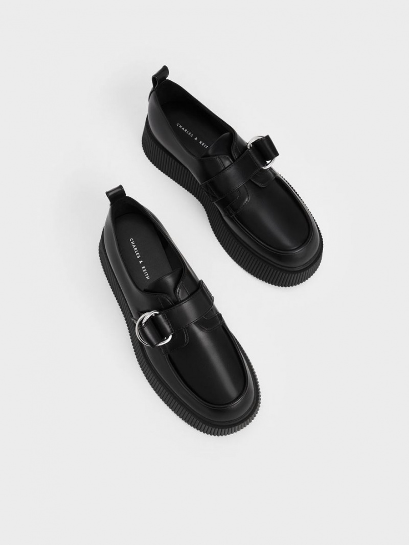 Loafers Charles And Keith Cordova Buckled flatforms μαυρα | 78305-FTYR