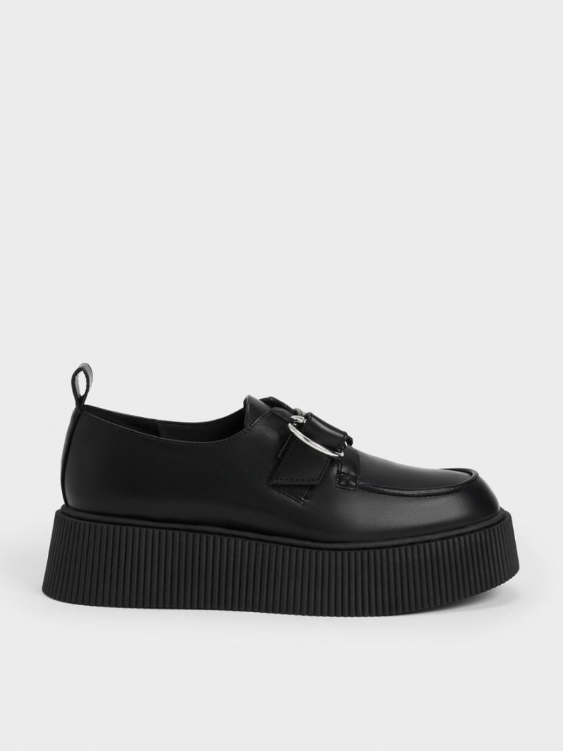 Loafers Charles And Keith Cordova Buckled flatforms μαυρα | 78305-FTYR