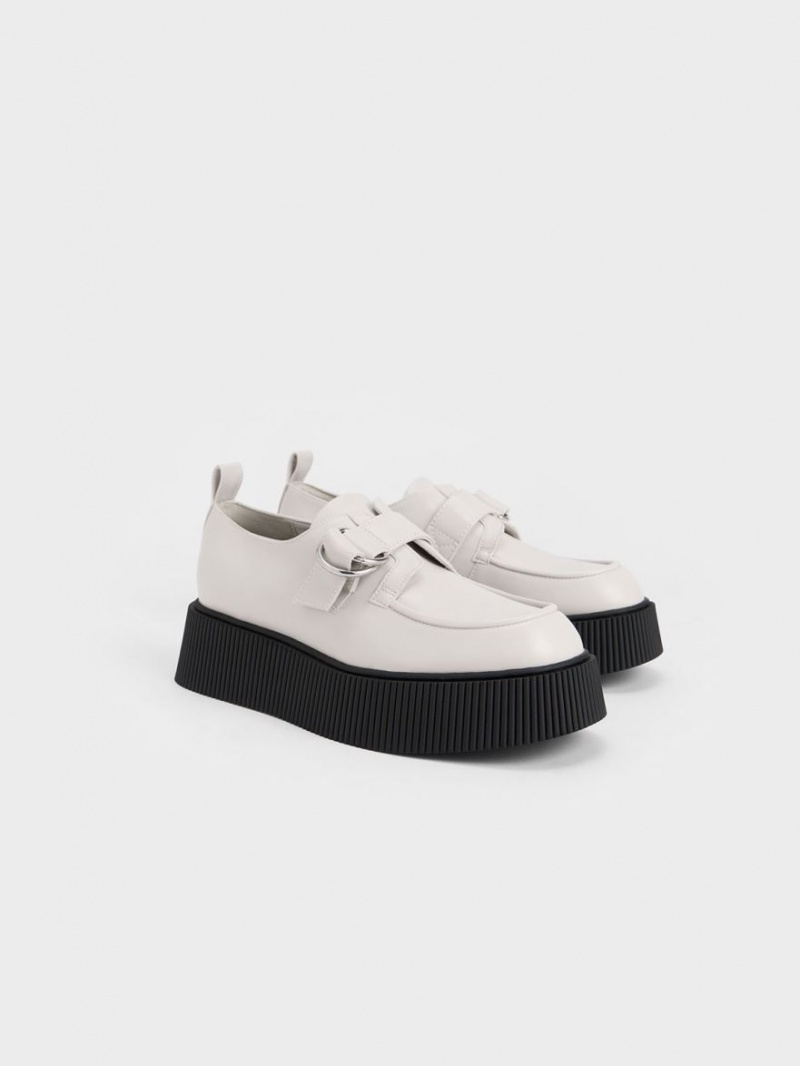 Loafers Charles And Keith Cordova Buckled flatforms ασπρα | 90452-RSZD