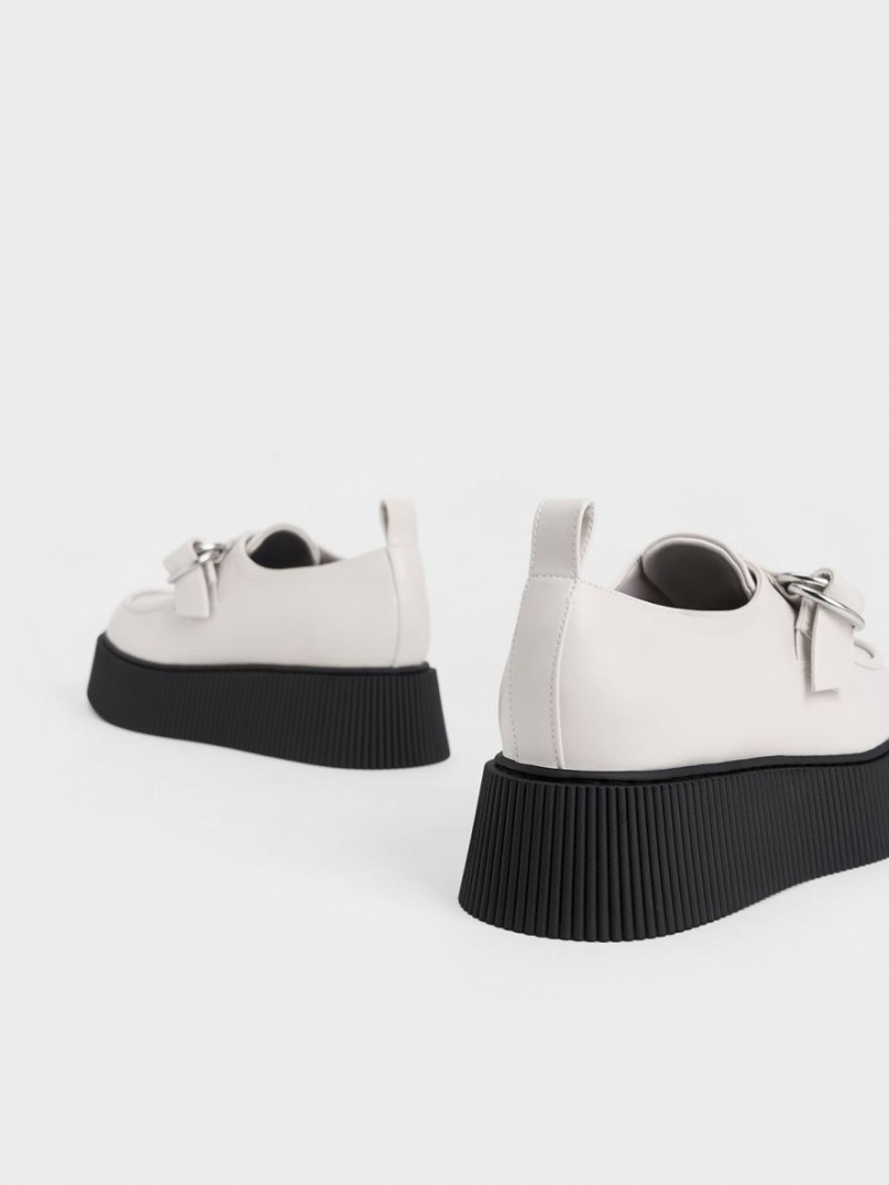 Loafers Charles And Keith Cordova Buckled flatforms ασπρα | 90452-RSZD