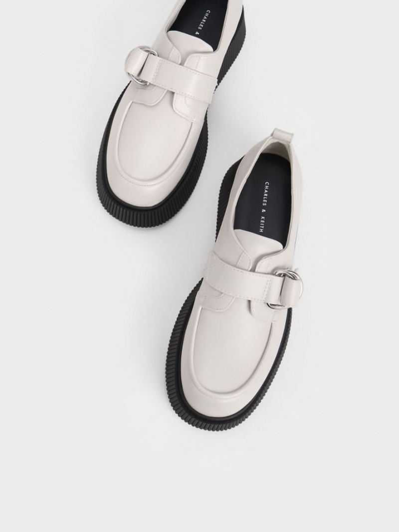 Loafers Charles And Keith Cordova Buckled flatforms ασπρα | 90452-RSZD