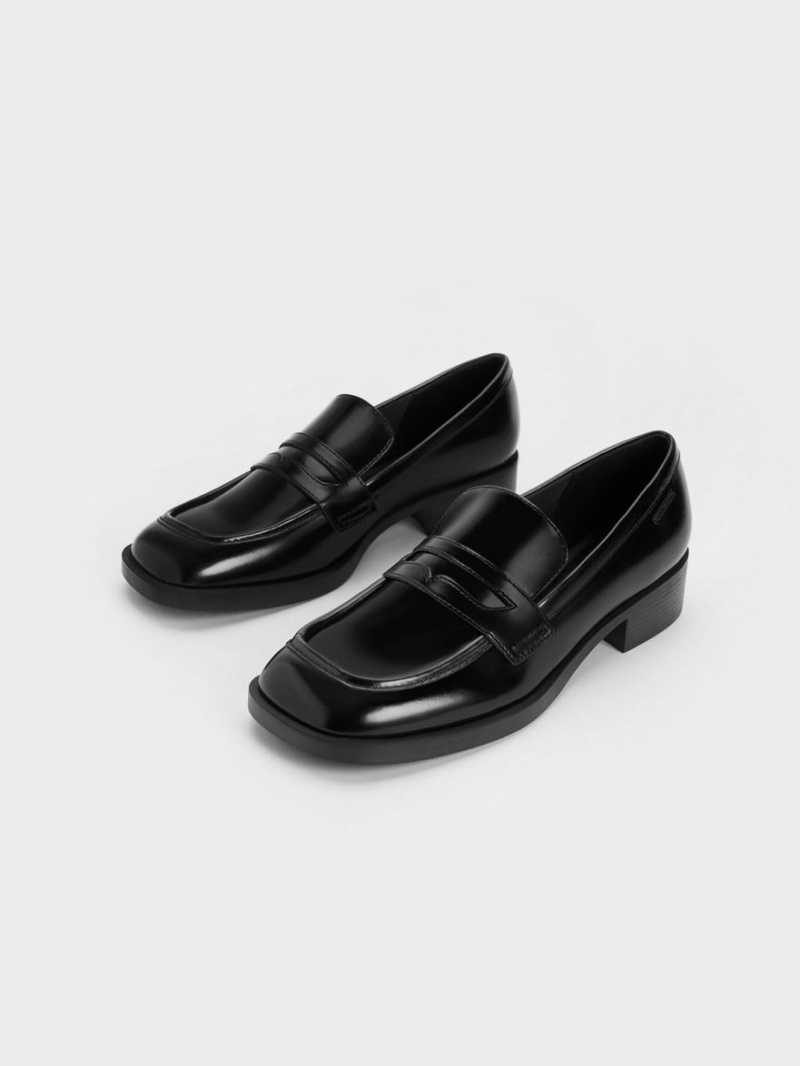 Loafers Charles And Keith Cut-Out Penny μαυρα | 53967-PKIM