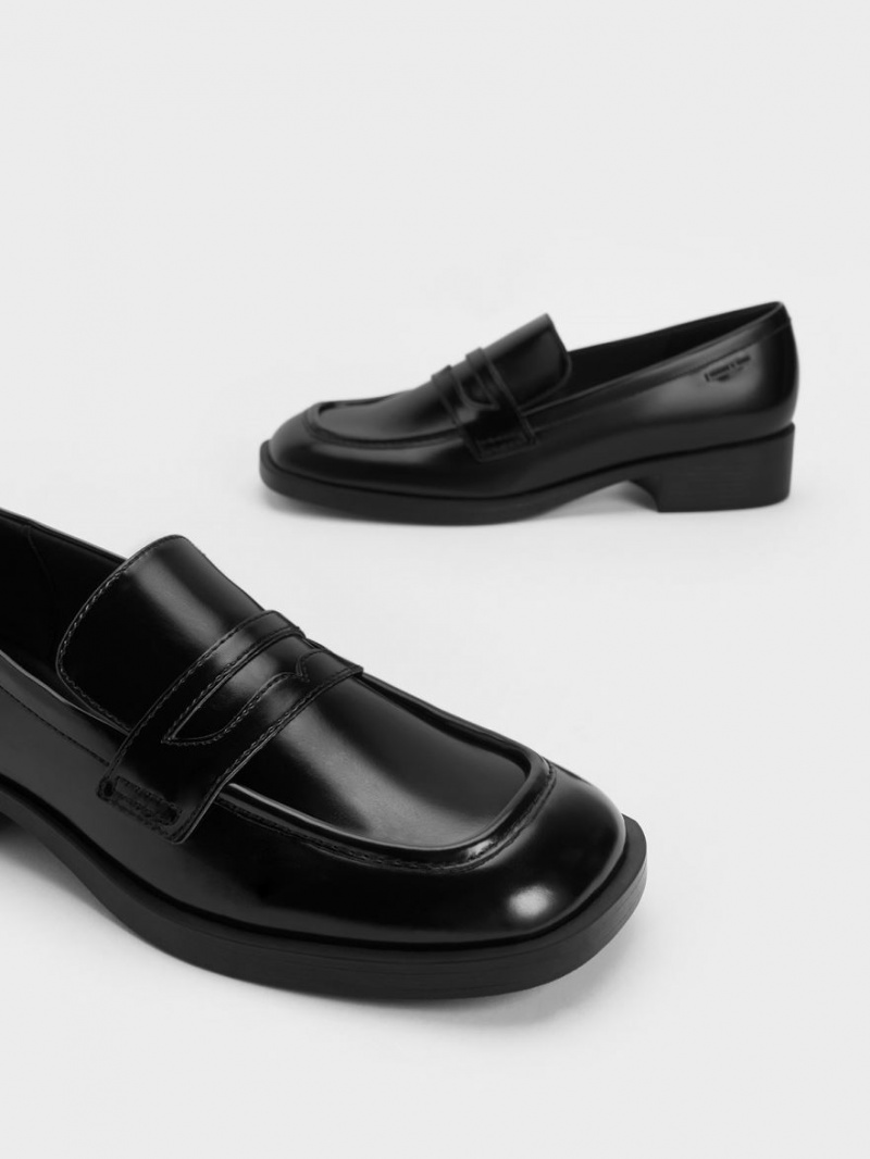 Loafers Charles And Keith Cut-Out Penny μαυρα | 53967-PKIM