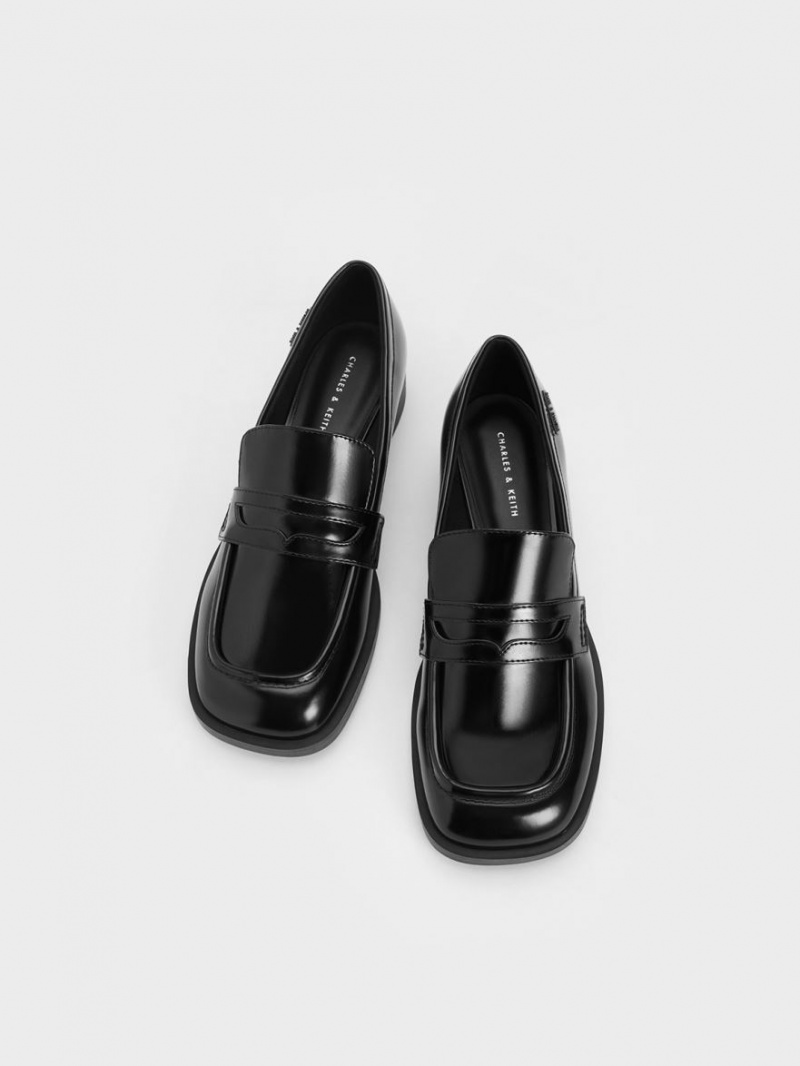 Loafers Charles And Keith Cut-Out Penny μαυρα | 53967-PKIM