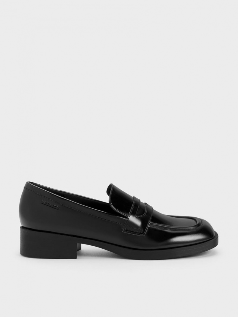 Loafers Charles And Keith Cut-Out Penny μαυρα | 53967-PKIM