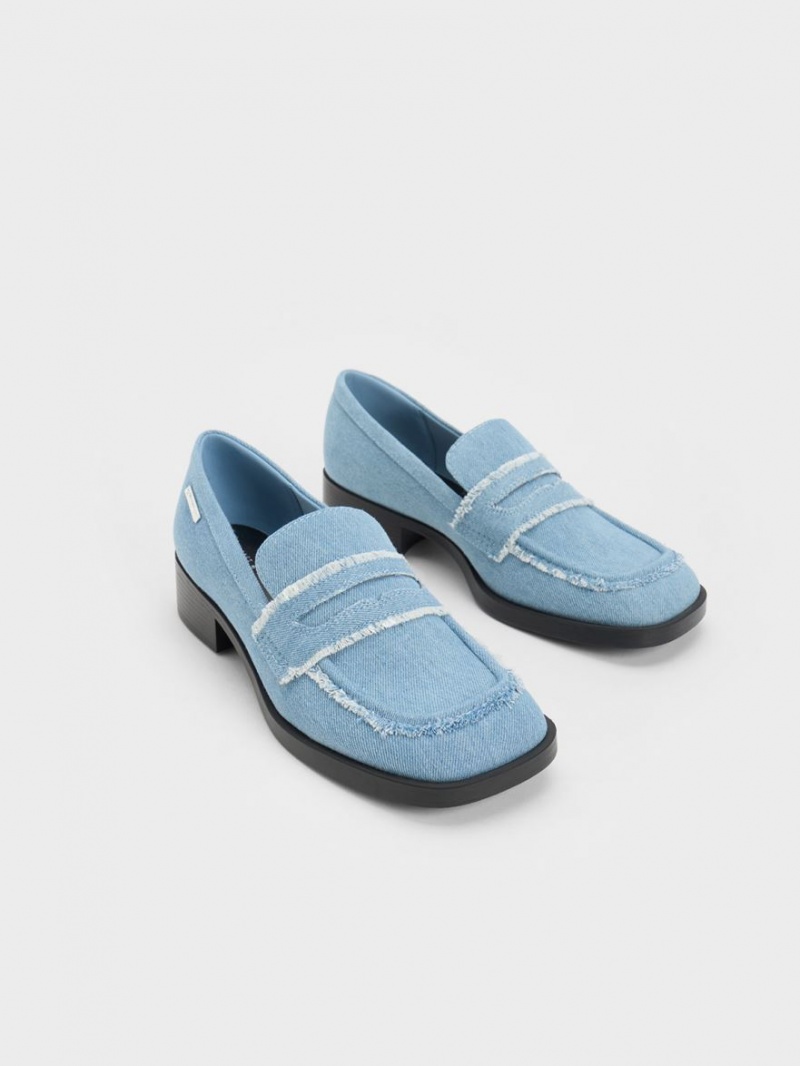 Loafers Charles And Keith Denim Cut-Out Penny ανοιχτο μπλε | 26473-FTVR