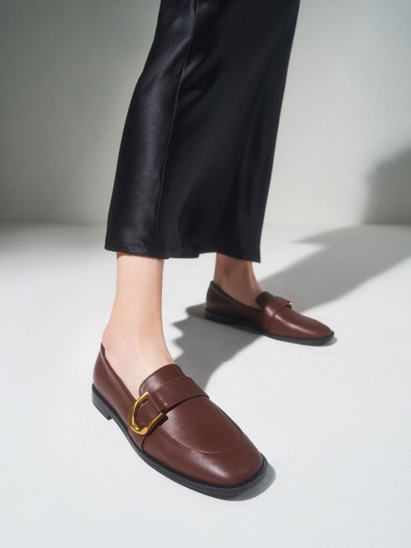 Loafers Charles And Keith Gabine Buckled δερματινα​ καφε | 45301-NTYC