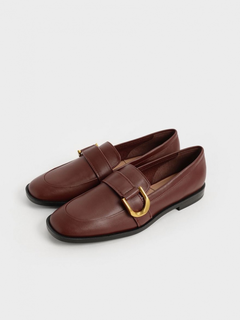 Loafers Charles And Keith Gabine Buckled δερματινα​ καφε | 45301-NTYC