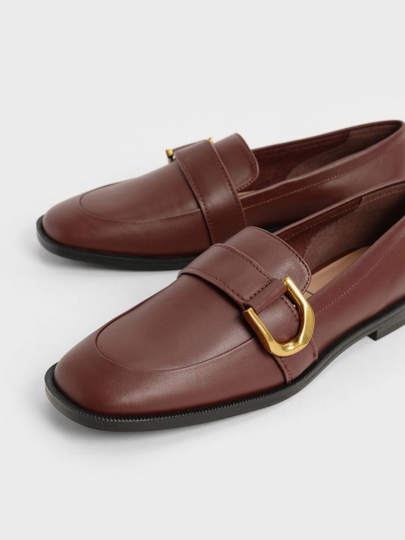 Loafers Charles And Keith Gabine Buckled δερματινα​ καφε | 45301-NTYC