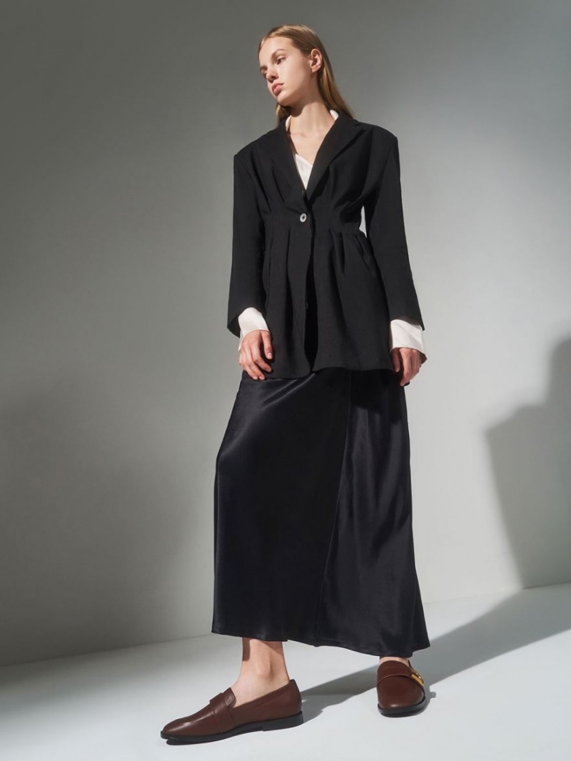 Loafers Charles And Keith Gabine Buckled δερματινα​ καφε | 45301-NTYC