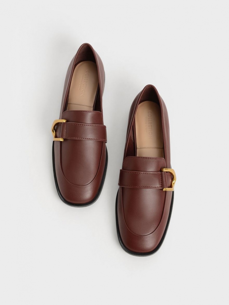 Loafers Charles And Keith Gabine Buckled δερματινα​ καφε | 45301-NTYC