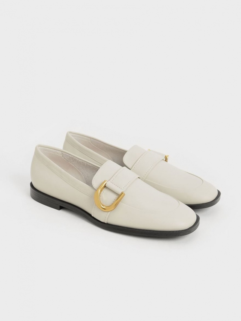 Loafers Charles And Keith Gabine Buckled δερματινα​ κρέμα | 45236-DLWC