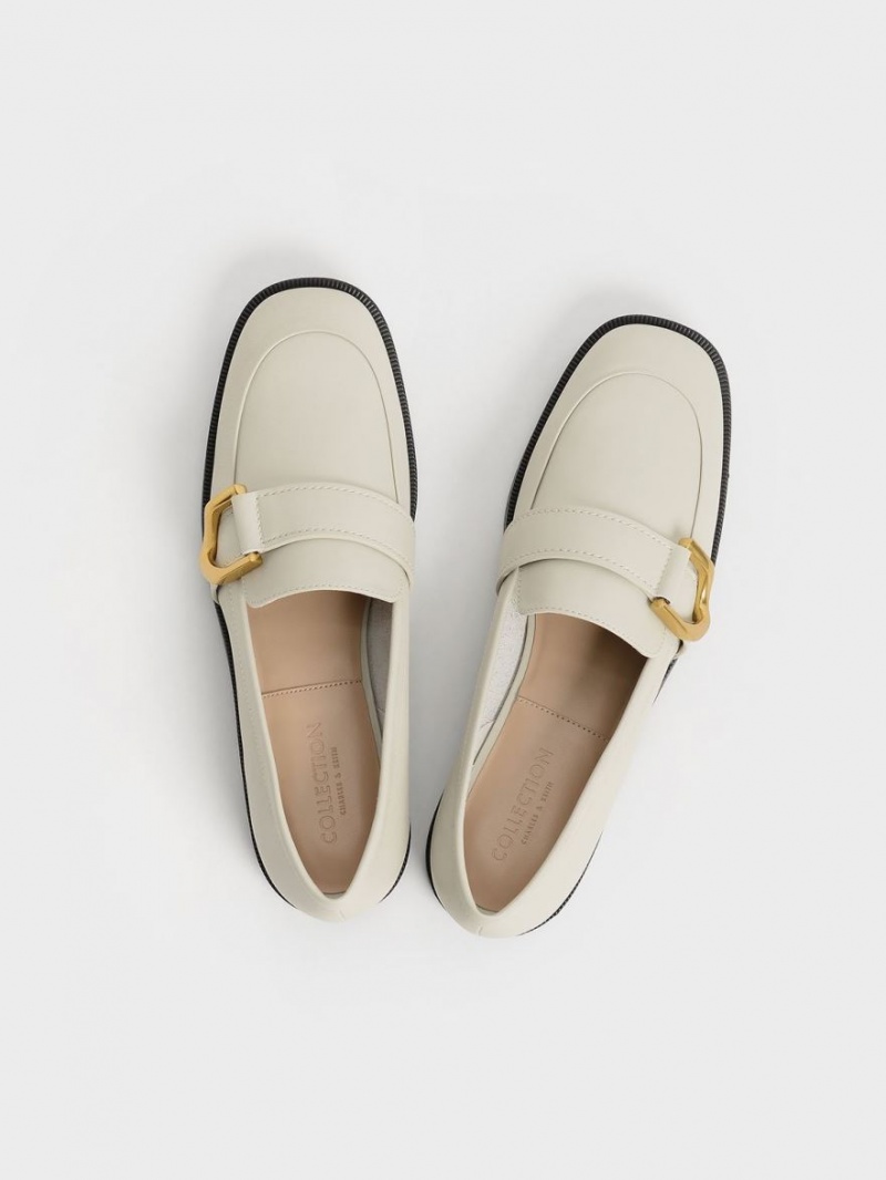 Loafers Charles And Keith Gabine Buckled δερματινα​ κρέμα | 45236-DLWC