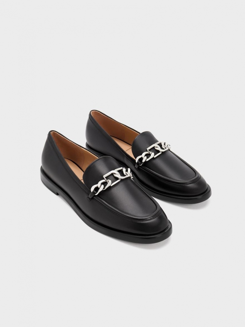 Loafers Charles And Keith Gabine Chain-Link δερματινα μαυρα | 64139-JOTK