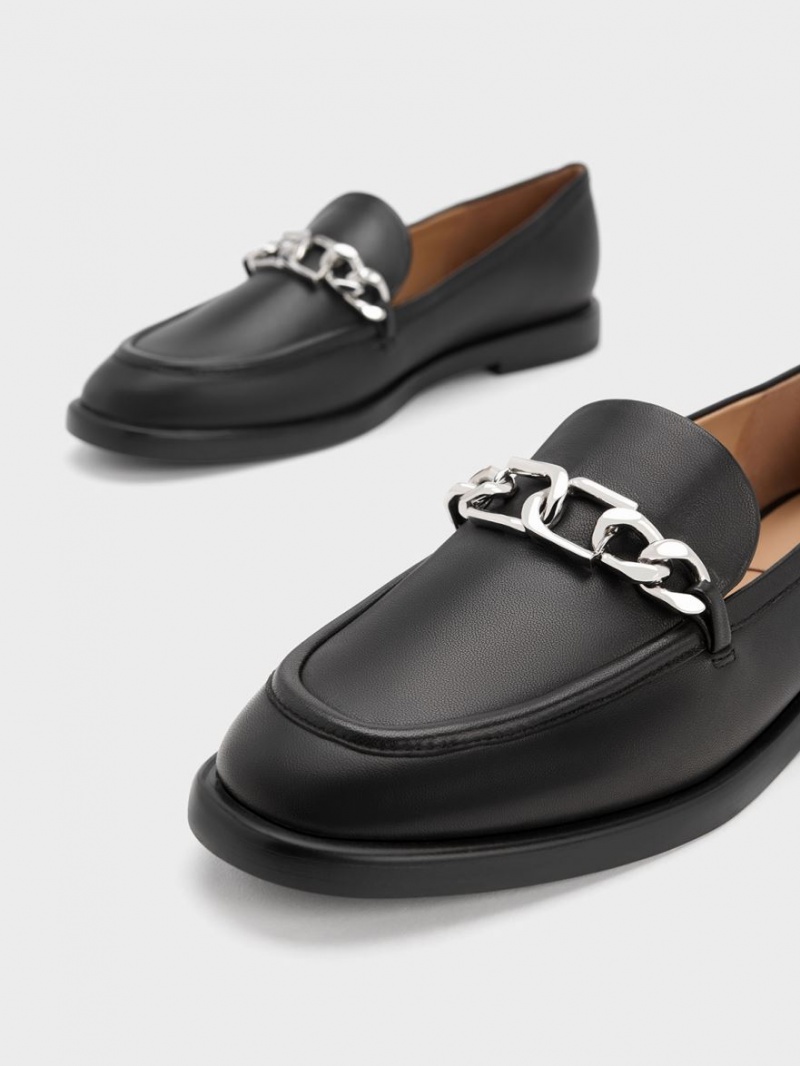 Loafers Charles And Keith Gabine Chain-Link δερματινα μαυρα | 64139-JOTK