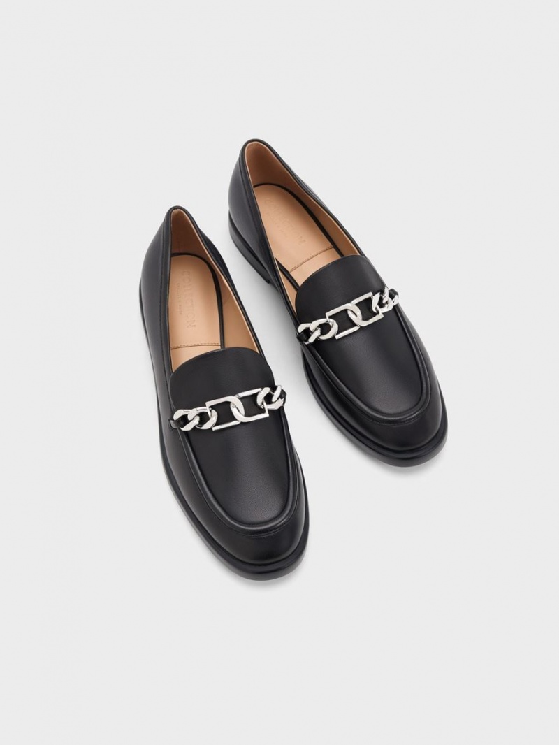 Loafers Charles And Keith Gabine Chain-Link δερματινα μαυρα | 64139-JOTK