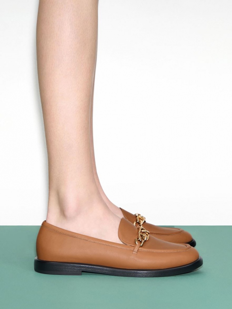 Loafers Charles And Keith Gabine Chain-Link δερματινα καφε | 51064-PGRC