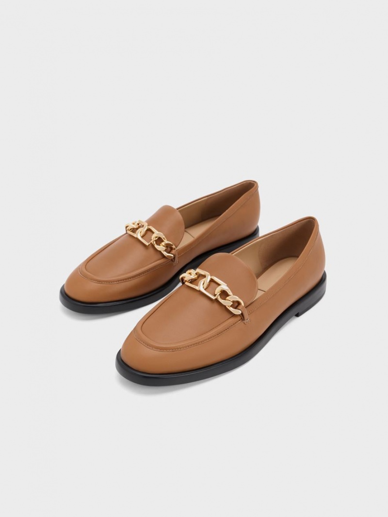 Loafers Charles And Keith Gabine Chain-Link δερματινα καφε | 51064-PGRC