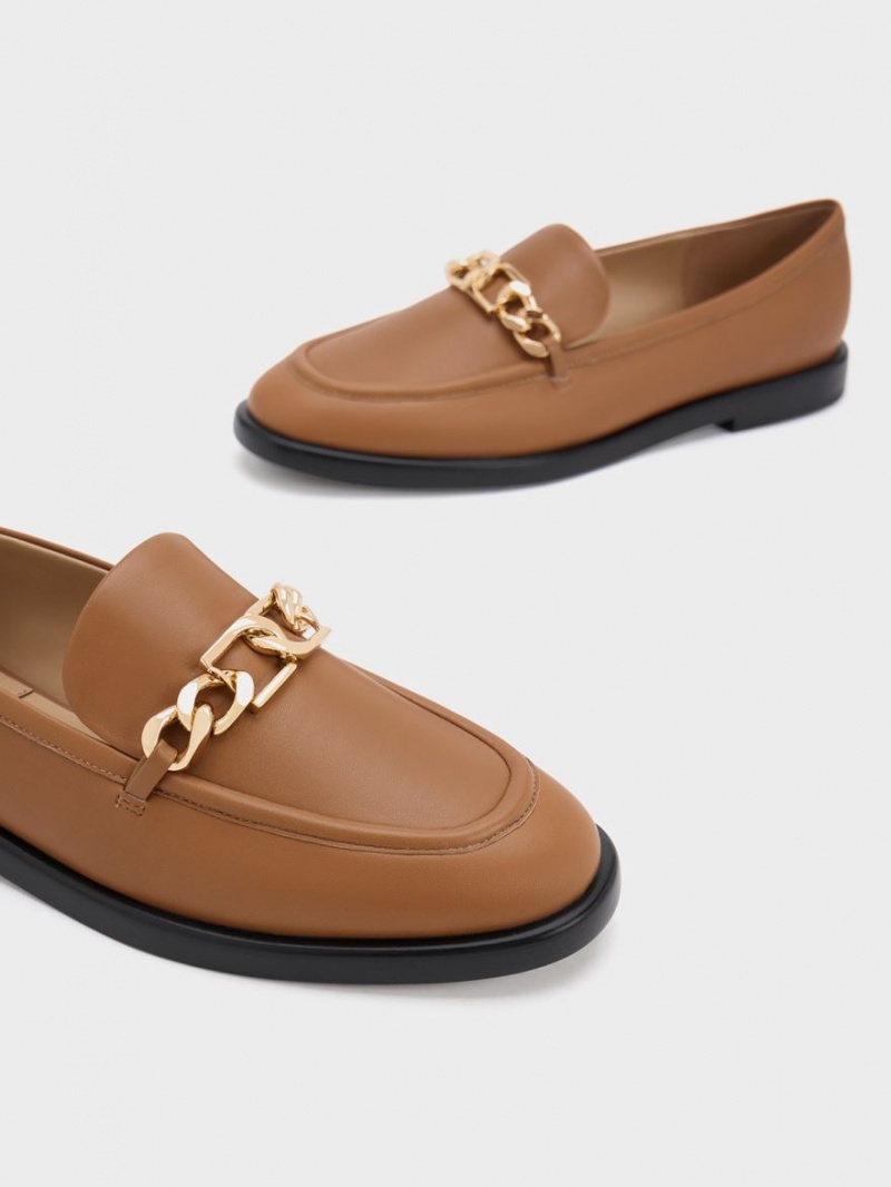 Loafers Charles And Keith Gabine Chain-Link δερματινα καφε | 51064-PGRC