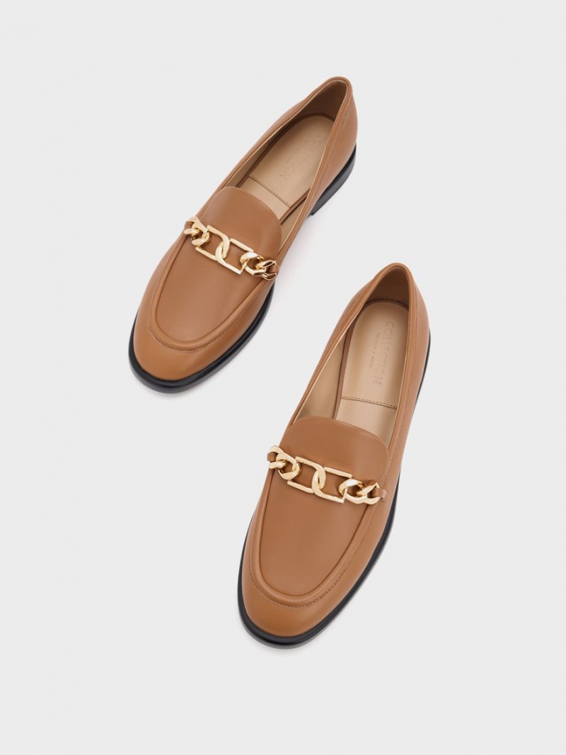 Loafers Charles And Keith Gabine Chain-Link δερματινα καφε | 51064-PGRC
