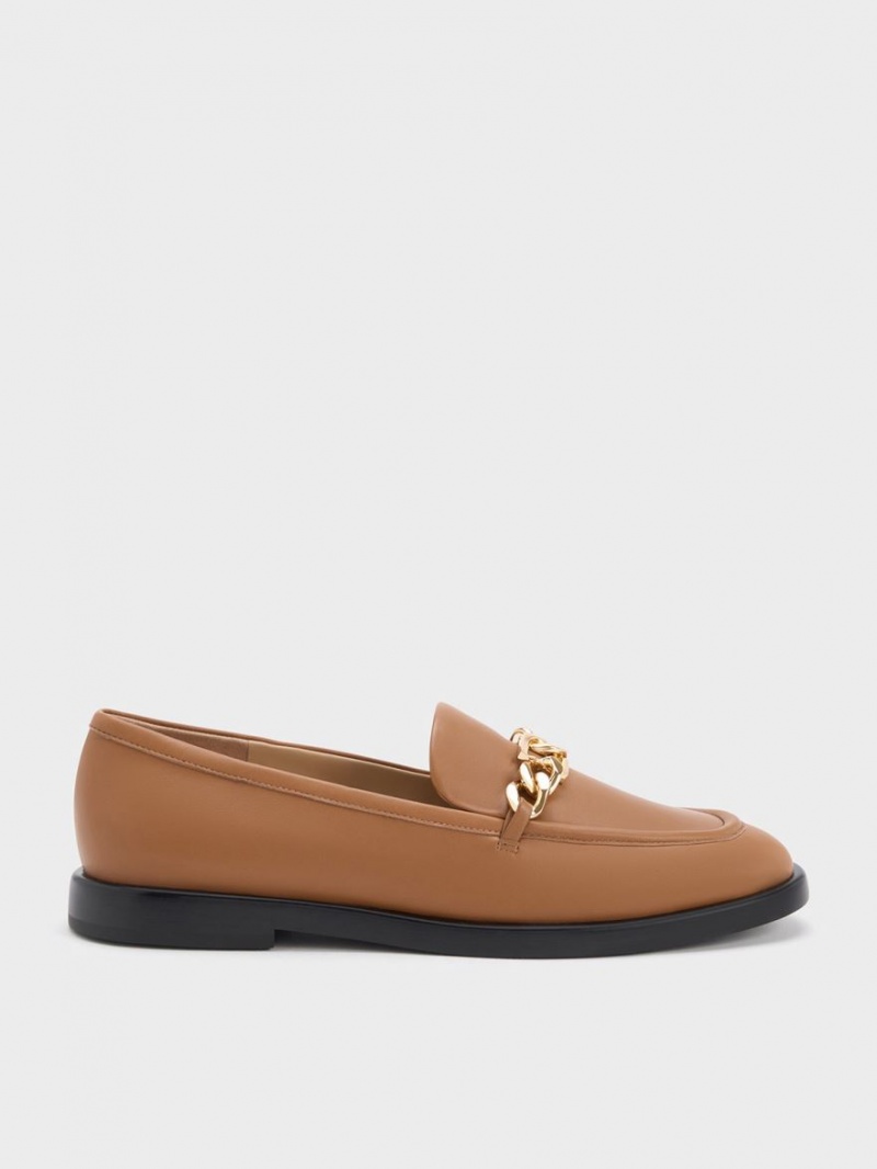 Loafers Charles And Keith Gabine Chain-Link δερματινα καφε | 51064-PGRC