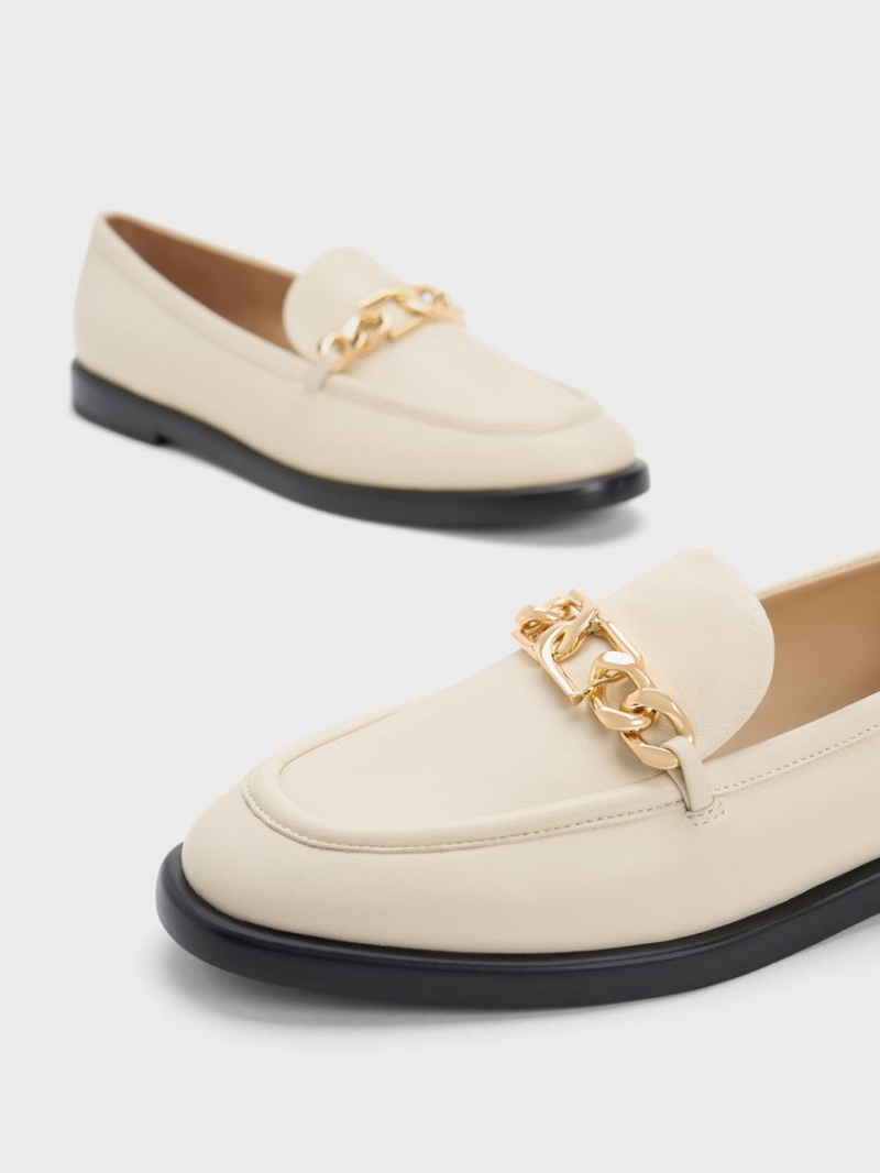 Loafers Charles And Keith Gabine Chain-Link δερματινα κρέμα | 74198-CFZL
