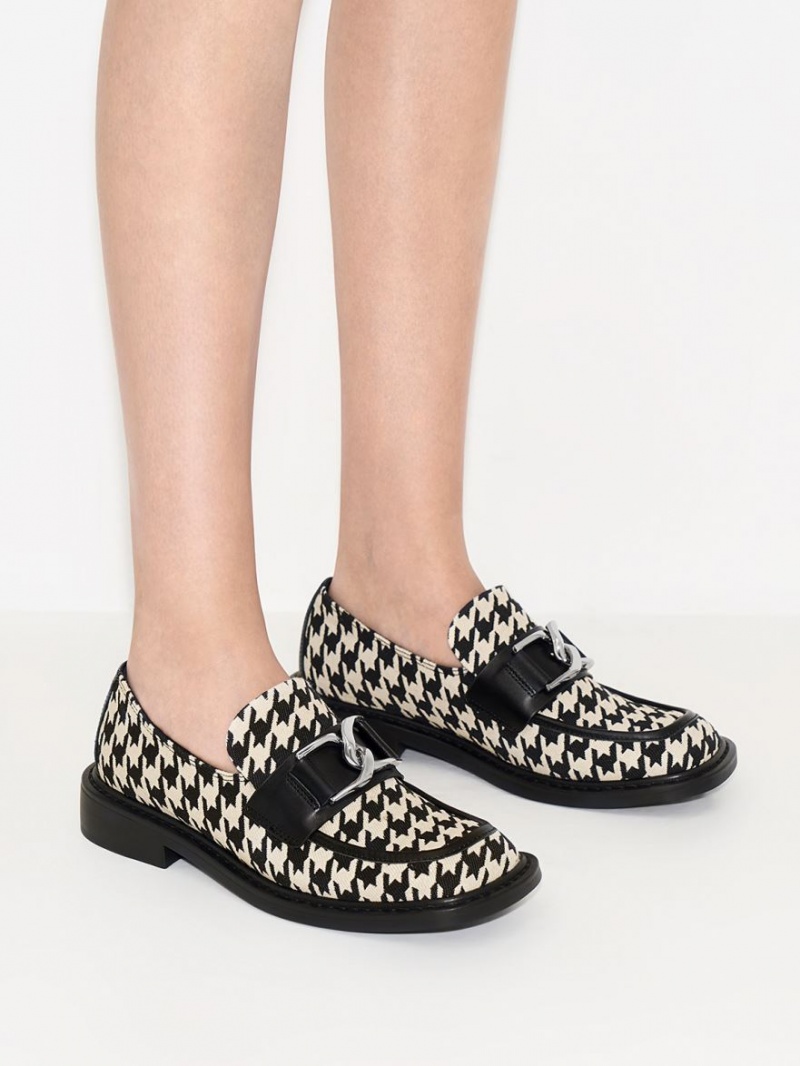 Loafers Charles And Keith Gabine δερματινα Houndstooth Πολύχρωμο | 63182-RUVZ