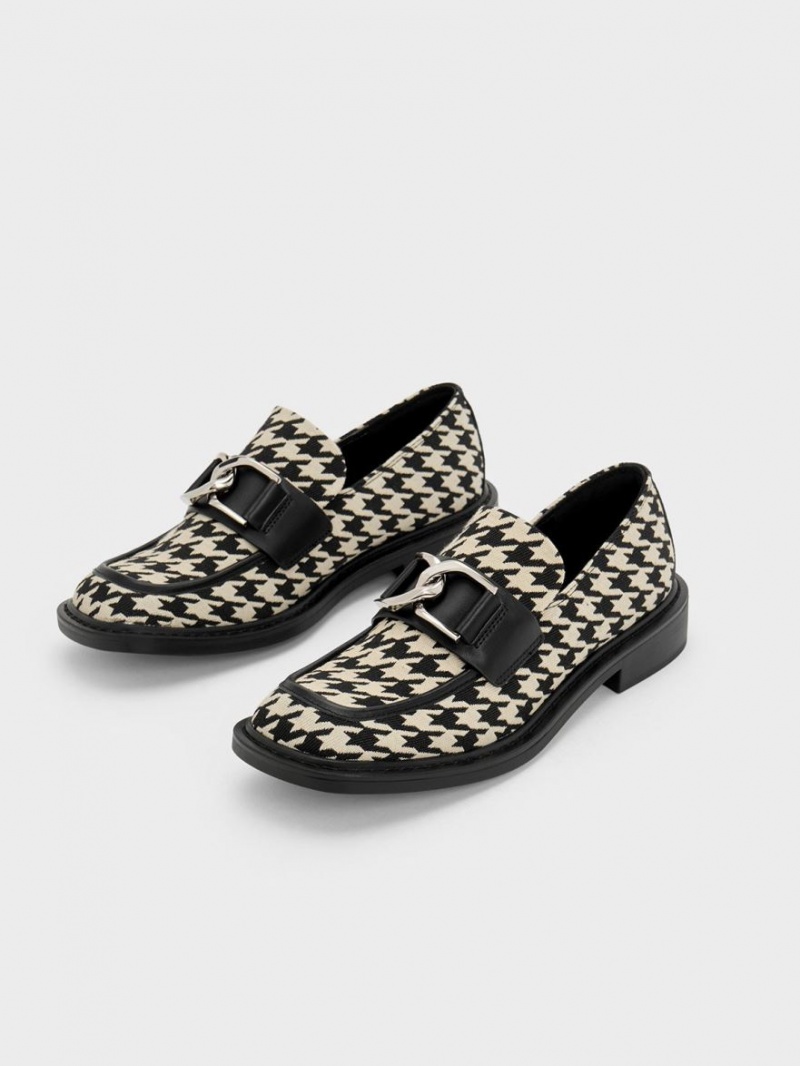 Loafers Charles And Keith Gabine δερματινα Houndstooth Πολύχρωμο | 63182-RUVZ
