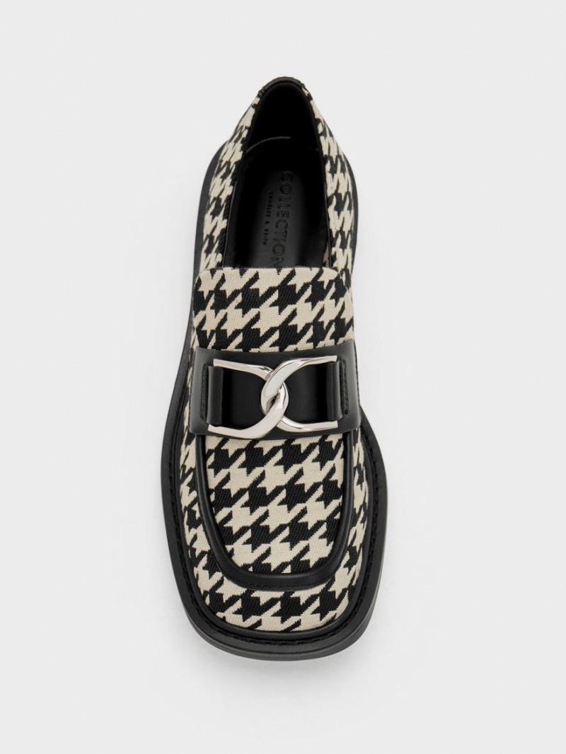 Loafers Charles And Keith Gabine δερματινα Houndstooth Πολύχρωμο | 63182-RUVZ