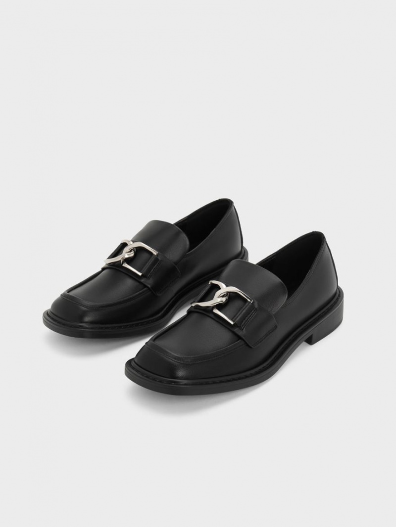 Loafers Charles And Keith Gabine δερματινα μαυρα | 14257-WHFS