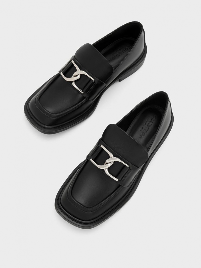 Loafers Charles And Keith Gabine δερματινα μαυρα | 14257-WHFS