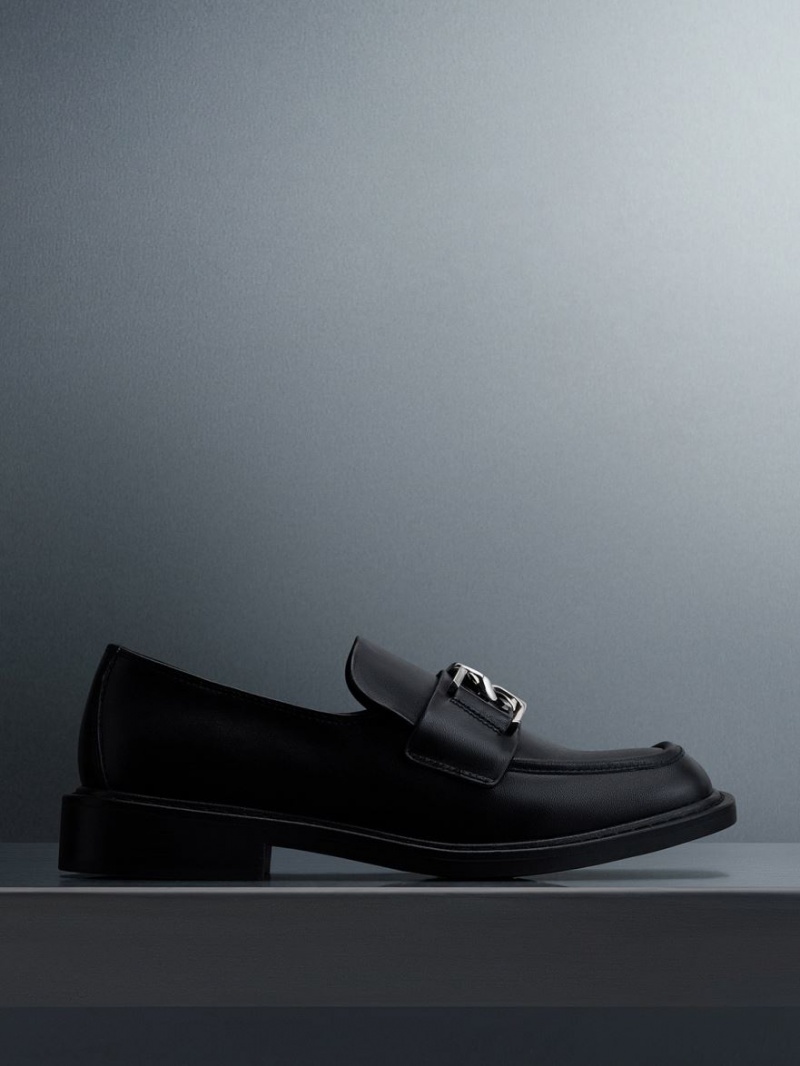 Loafers Charles And Keith Gabine δερματινα μαυρα | 14257-WHFS